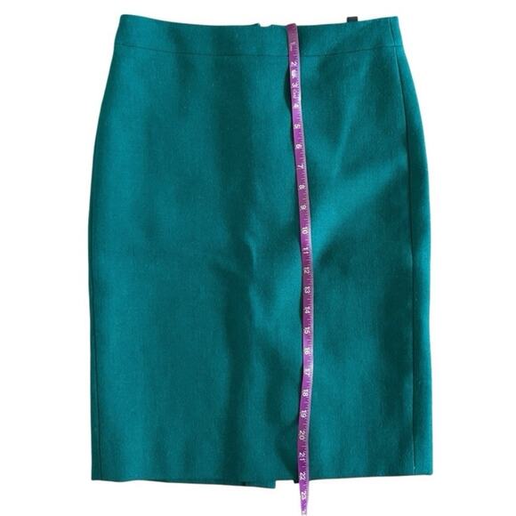 J. Crew pencil Skirt 100% wool Women's size 00 Green Holiday Academia Corpcore - Picture 8 of 8